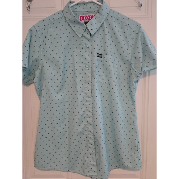 Dixxon Flannel Company Tops - EUC Dixxon Flannel Co Avery Shirt Light Blue Anchor Print Women Large